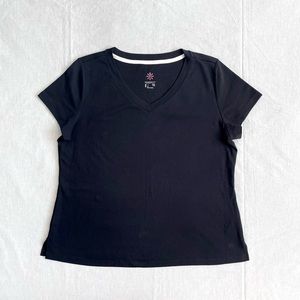 Isaac Mizrahi Cotton V-Neck T-Shirt Top - L